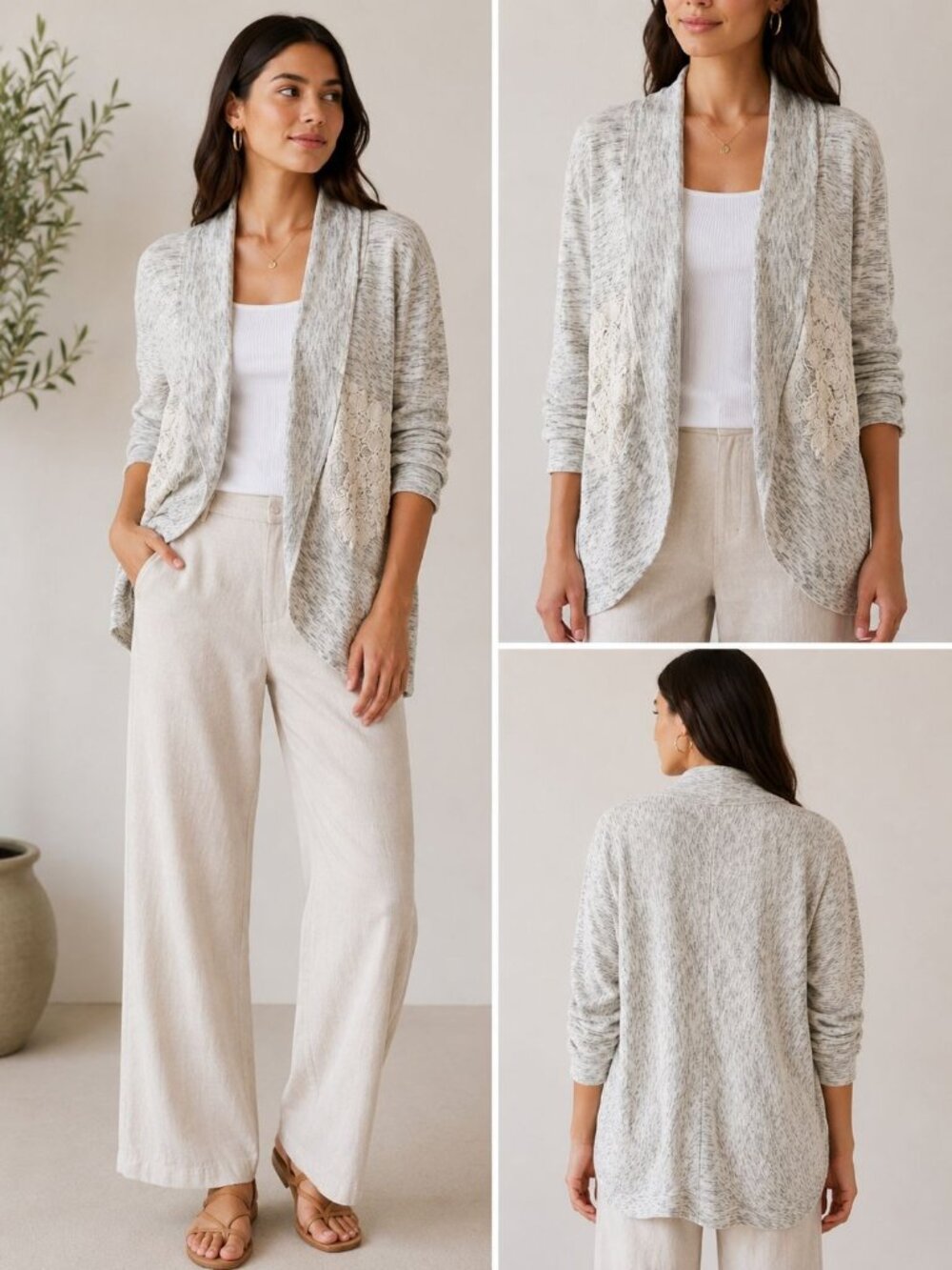 Saturday/Sunday Anthropoglie  open-front cocoon cardigan sweater Quilited  Sz S